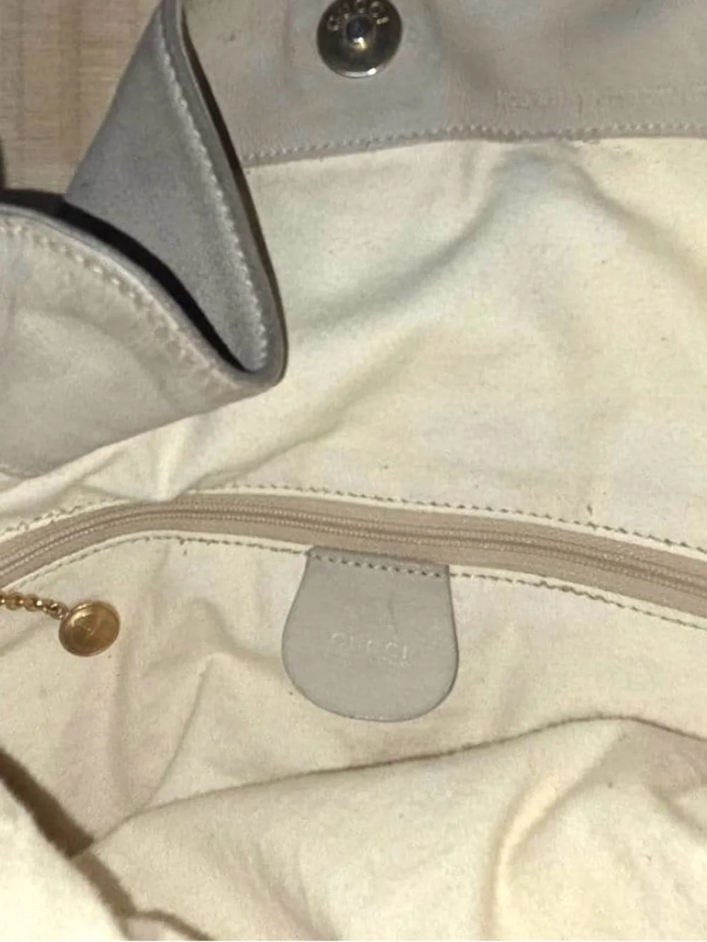 GUCCI Vintage Suede Chain Bamboo Top Handle Satchel Slouchy Tote Bag